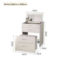Space-Saving Dressing Table with HD Mirror - Nut-Brown/White