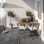 Space-Saving Foldable Outdoor Bench in Warm Acacia and Matte Black Metal