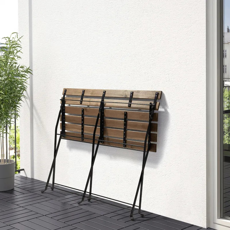 Space-Saving Foldable Outdoor Bench in Warm Acacia and Matte Black Metal Main Product Image Main image