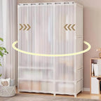 Space-Saving Metal Wardrobe Armoire With Curtain And Drawers