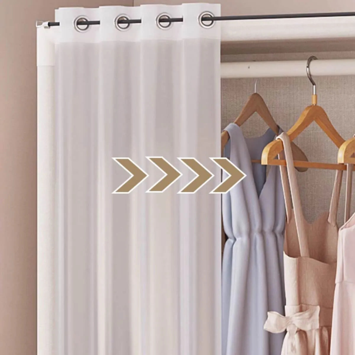 Space-Saving Metal Wardrobe Armoire With Curtain And Drawers