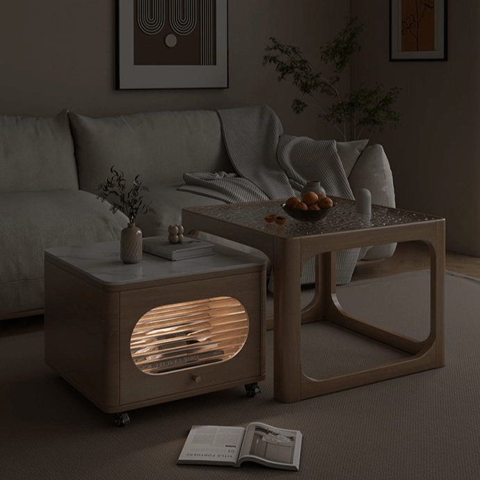 Space-Saving Nesting Side Tables with Brake Casters and Open Cabinet Storage