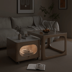 Space-Saving Nesting Side Tables with Brake Casters and Open Cabinet Storage