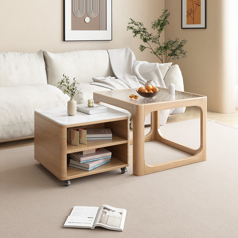 Space-Saving Nesting Side Tables with Brake Casters and Open Cabinet Storage