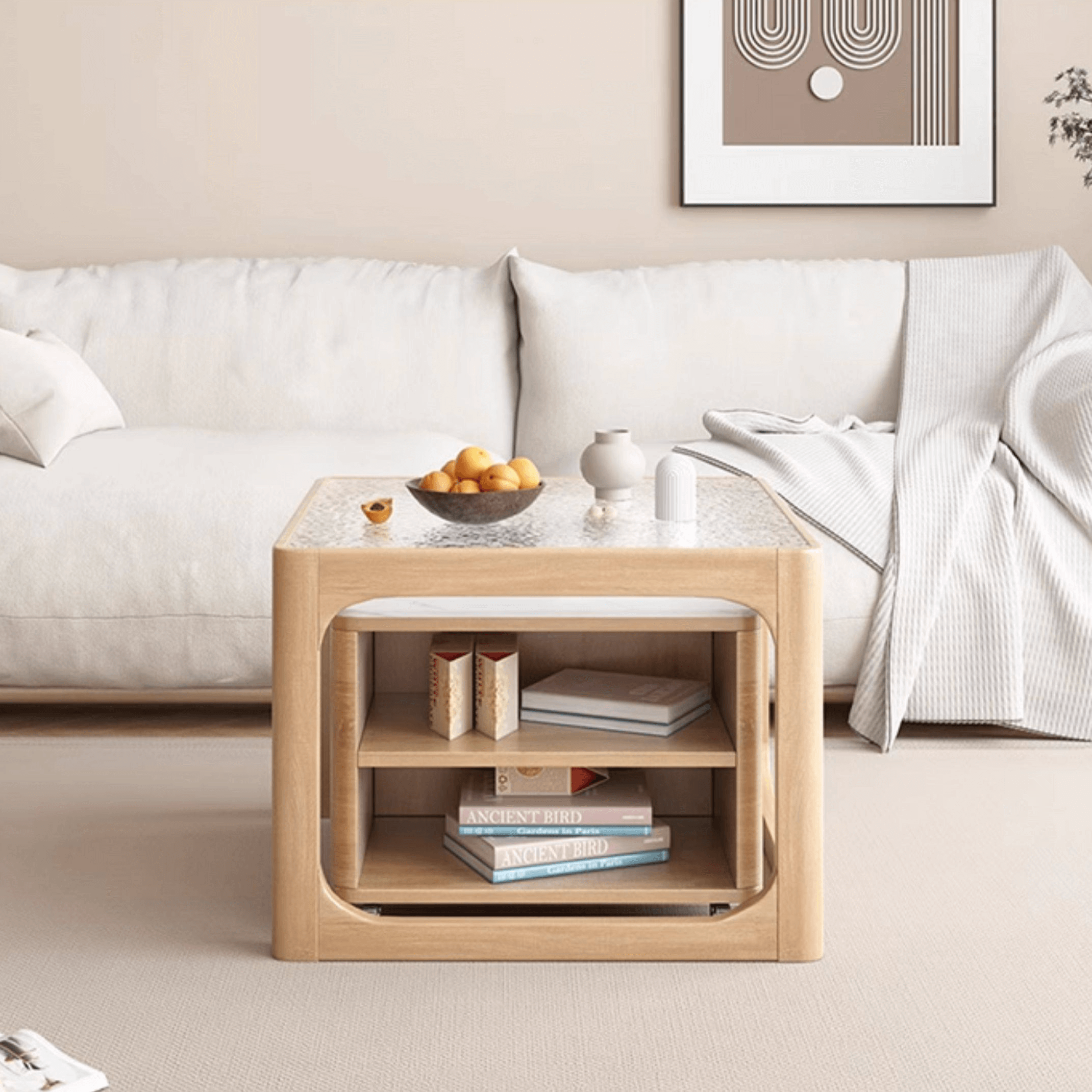 Space-Saving Nesting Side Tables with Brake Casters and Open Cabinet Storage