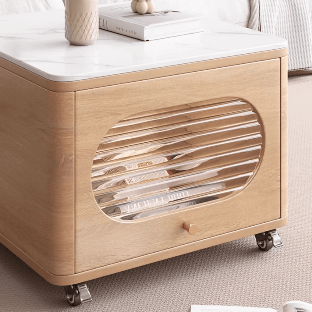 Space-Saving Nesting Side Tables with Brake Casters and Open Cabinet Storage