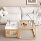 Space-Saving Nesting Side Tables with Brake Casters and Open Cabinet Storage