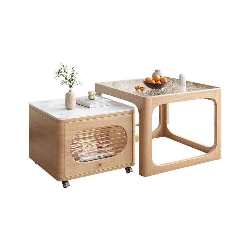 Space-Saving Nesting Side Tables with Brake Casters and Open Cabinet Storage