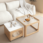 Space-Saving Nesting Side Tables with Brake Casters and Open Cabinet Storage