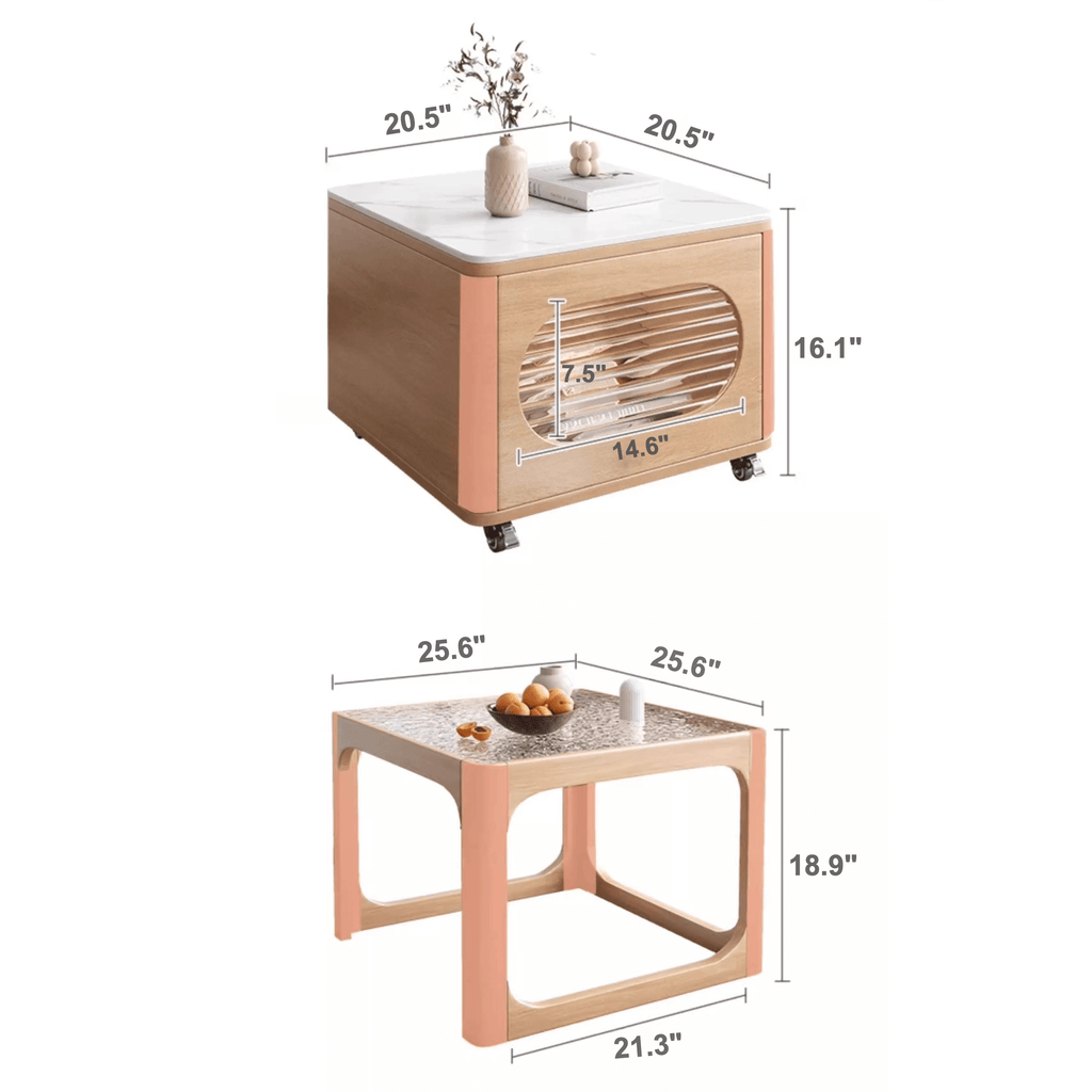 Space-Saving Nesting Side Tables with Brake Casters and Open Cabinet Storage Dimensions