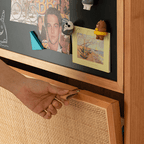 Space-Saving Rattan Shoe Cabinet, Natural Wood