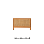 Space-Saving Rattan Shoe Cabinet, Natural Wood