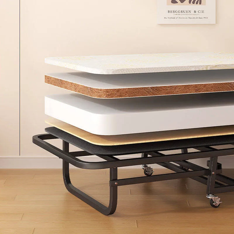 Space-Saving Rollaway Bed with 5-Position Backrest and Smooth Casters