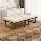 Space-Saving Rollaway Bed with 5-Position Backrest and Smooth Casters