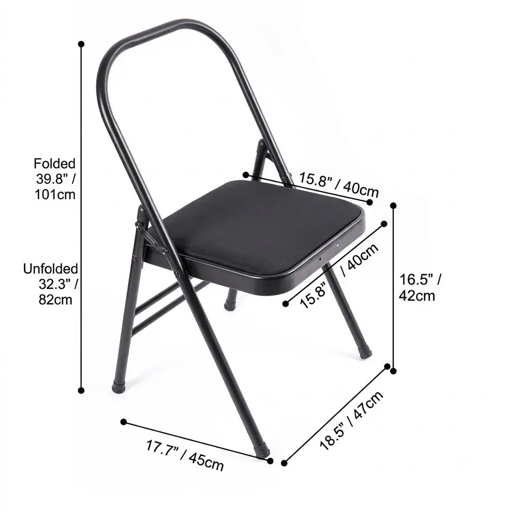 Space-Saving Yoga Folding Chair For Pilates Support And Home Practice Dimensions