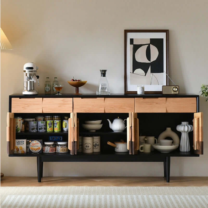 Spacious Storage Sideboard in Red Oak/Walnut/Ash Wood