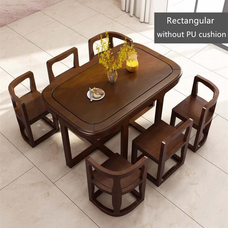 Square Dining Set With Solid Wood Top And Cushioned Chairs