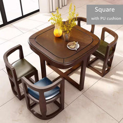 Square Dining Set With Solid Wood Top And Cushioned Chairs