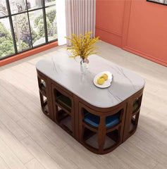 Square Dining Set With Solid Wood Top And Cushioned Chairs