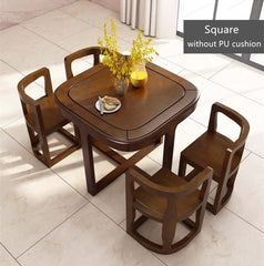 Square Dining Set With Solid Wood Top And Cushioned Chairs