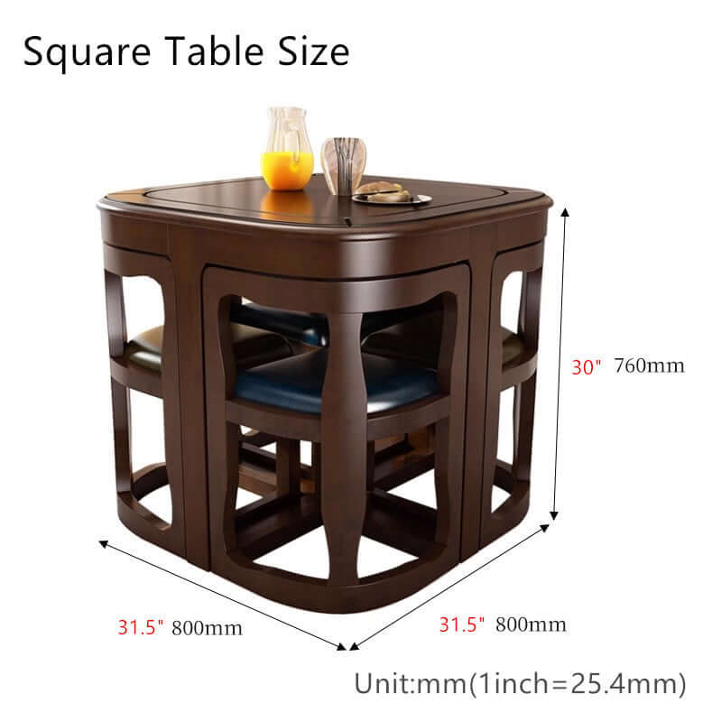 Square Dining Set With Solid Wood Top And Cushioned Chairs