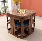 Square Dining Set With Solid Wood Top And Cushioned Chairs