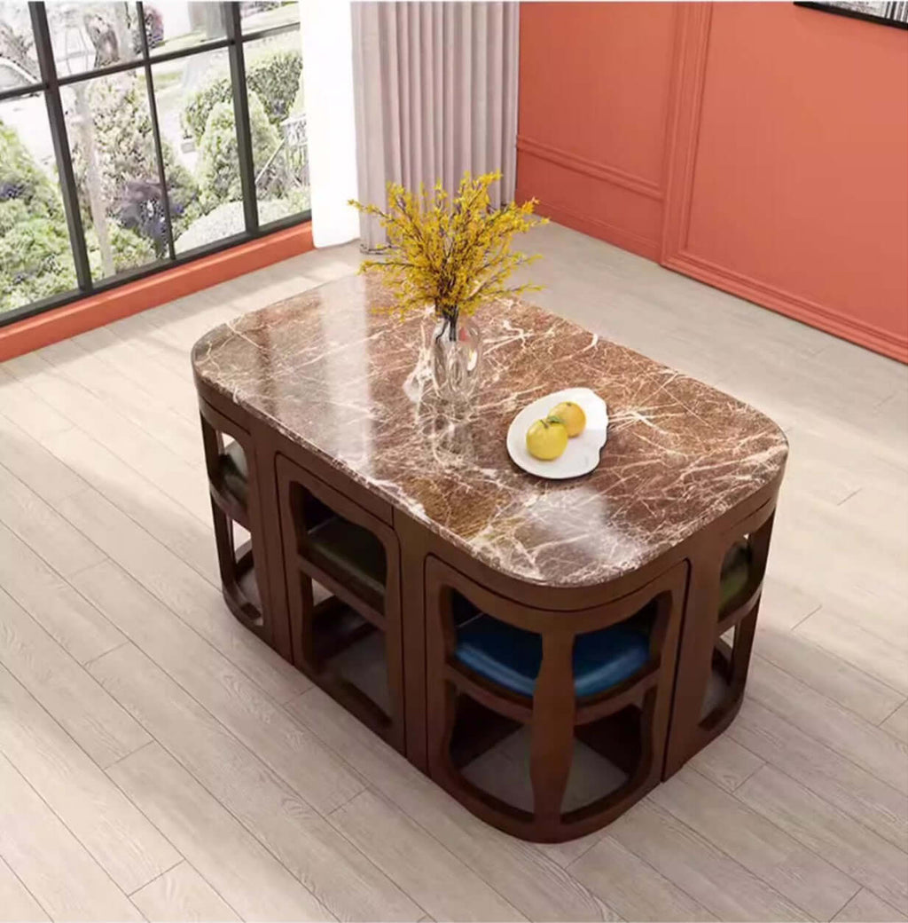 Square Dining Set With Solid Wood Top And Cushioned Chairs