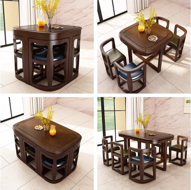 Square Dining Set With Solid Wood Top And Cushioned Chairs Main Product Image Hauptbild