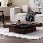 Square Walnut Coffee Table with Natural Finish, M Size