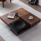 Square Walnut Coffee Table with Natural Finish, M Size
