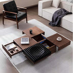 Square Walnut Coffee Table with Natural Finish, M Size