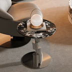 Stacked-Ring Stainless Steel Base Side Table With Bulgari Marble Top