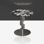 Stacked-Ring Stainless Steel Base Side Table With Bulgari Marble Top