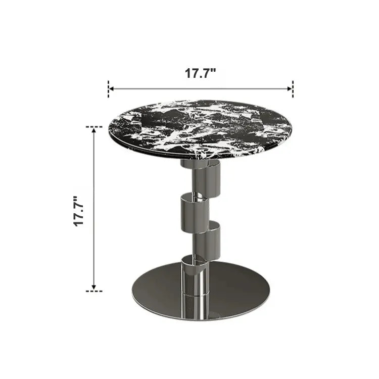 Stacked-Ring Stainless Steel Base Side Table With Bulgari Marble Top Dimensions