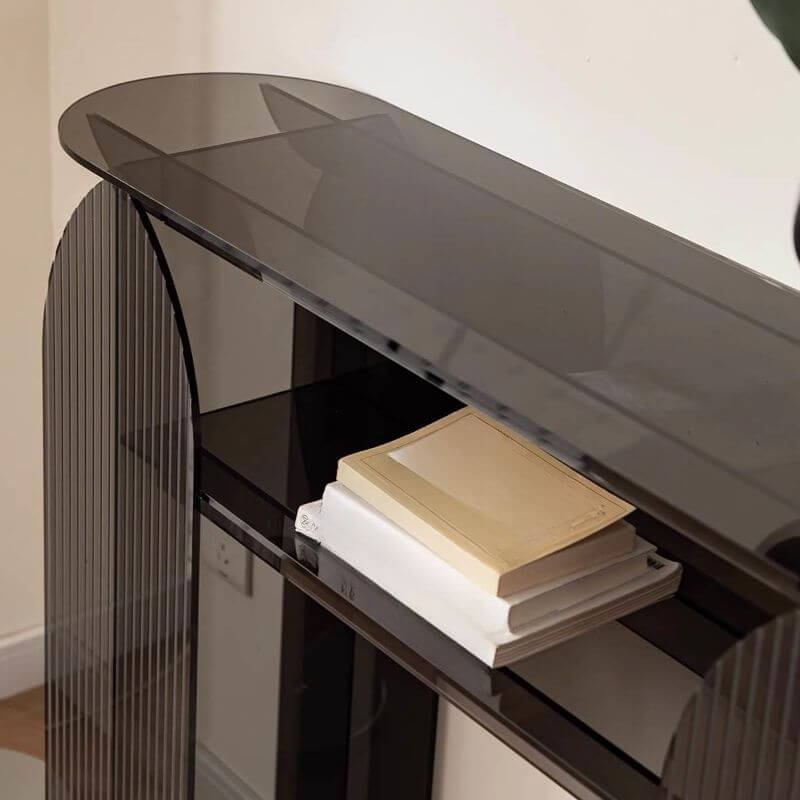 Stain-Resistant Lucite Console Table with Fluted Pedestal Base