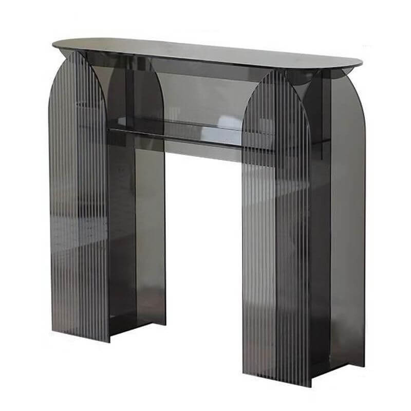 Stain-Resistant Lucite Console Table with Fluted Pedestal Base