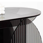 Stain-Resistant Lucite Console Table with Fluted Pedestal Base