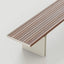 Stainless Steel and Teak Outdoor Lounge Bench Series, Minimalist Slatted Design