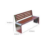Stainless Steel & Wood Outdoor Bench with Sculptural U-Base Dimensions