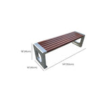 Stainless Steel & Wood Outdoor Bench with Sculptural U-Base Dimensions