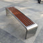 Stainless Steel & Wood Outdoor Bench with Sculptural U-Base Main Product Image
