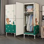 Steel Kids Wardrobe Armoire With Illustrated Doors And Shelves