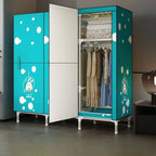 Steel Kids Wardrobe Armoire With Illustrated Doors And Shelves