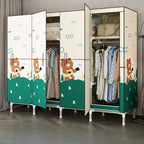 Steel Kids Wardrobe Armoire With Illustrated Doors And Shelves