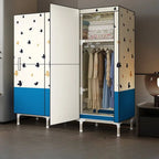 Steel Kids Wardrobe Armoire With Illustrated Doors And Shelves