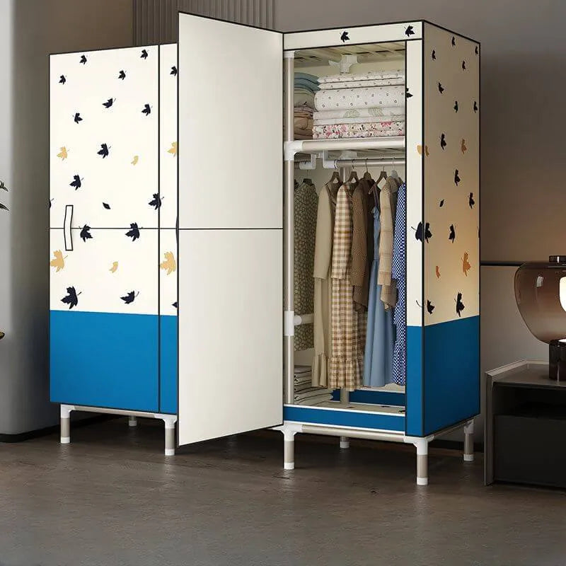 Steel Kids Wardrobe Armoire With Illustrated Doors And Shelves