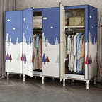 Steel Kids Wardrobe Armoire With Illustrated Doors And Shelves