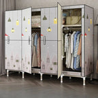 Steel Kids Wardrobe Armoire With Illustrated Doors And Shelves