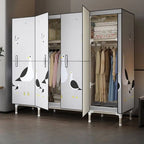 Steel Kids Wardrobe Armoire With Illustrated Doors And Shelves