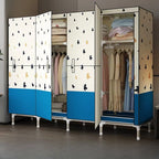 Steel Kids Wardrobe Armoire With Illustrated Doors And Shelves